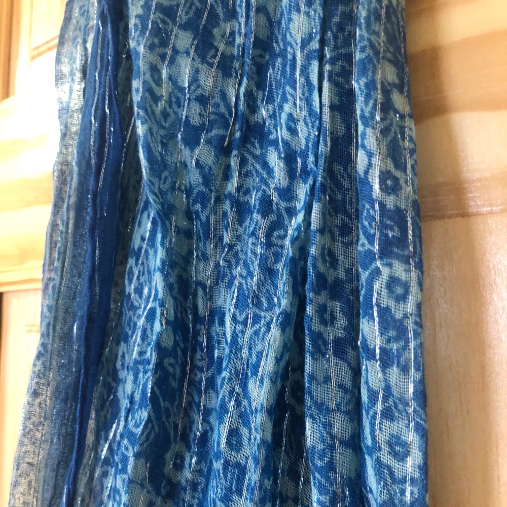 Blue Silver Pattern Scarf